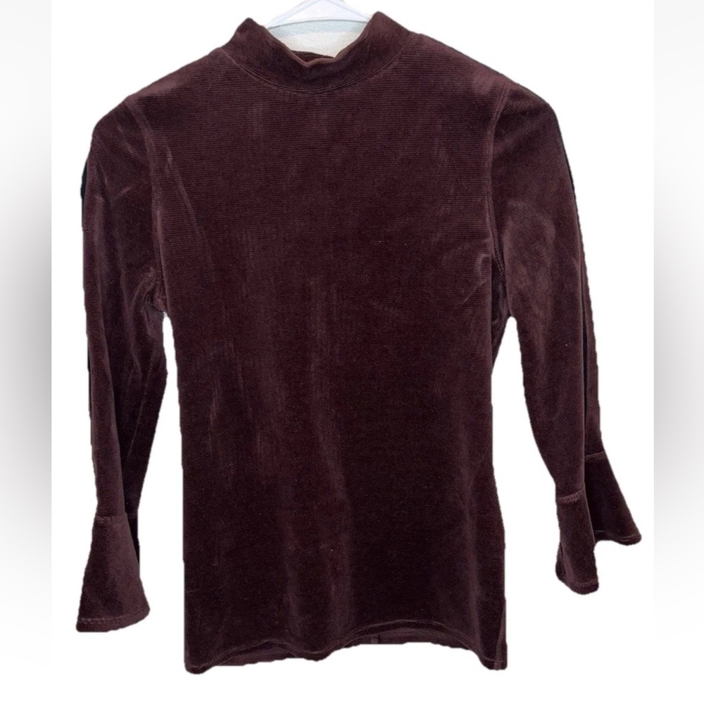 We The Free Velvet Long Sleeve Maroon Top with Flared Cuffs Size SP EUC